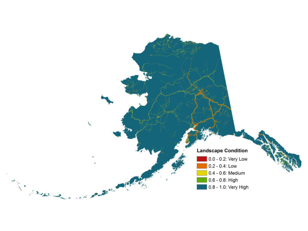 map of landscape condition in Alaska circa 2015